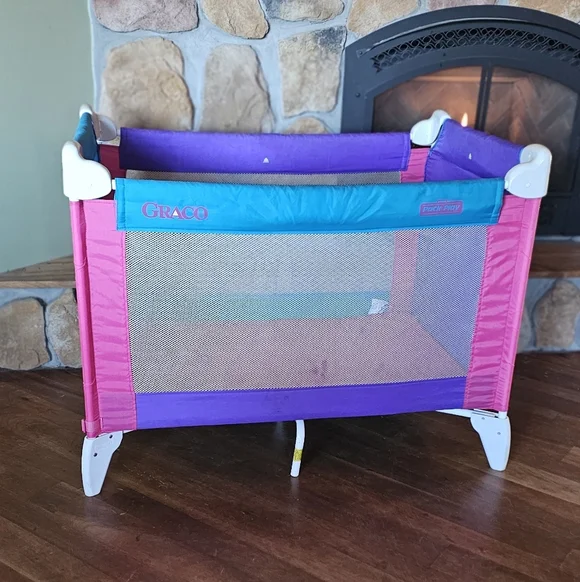 VINTAGE GRACO 1990’s Sport Pink & Teal Pack 'n Play Playard Excellent Condition - Picture 5 of 16